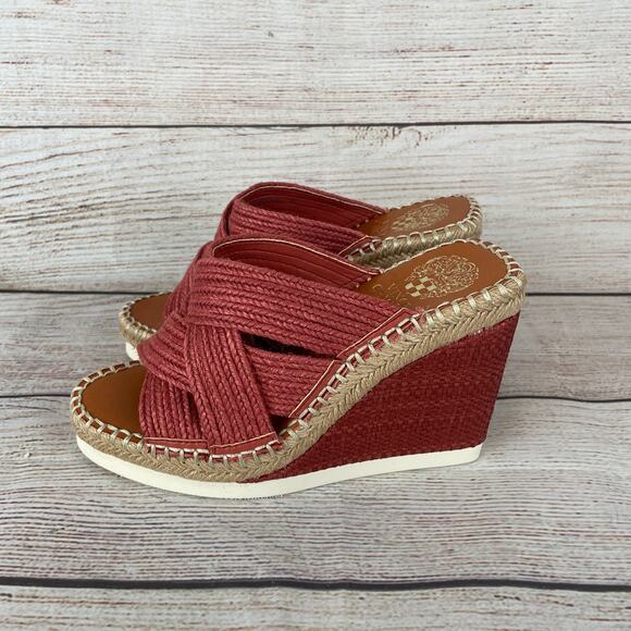 Vince Camuto Bailah Womens Sz 6M Platform Sandals Tapue Red Morccan - Picture 7 of 11